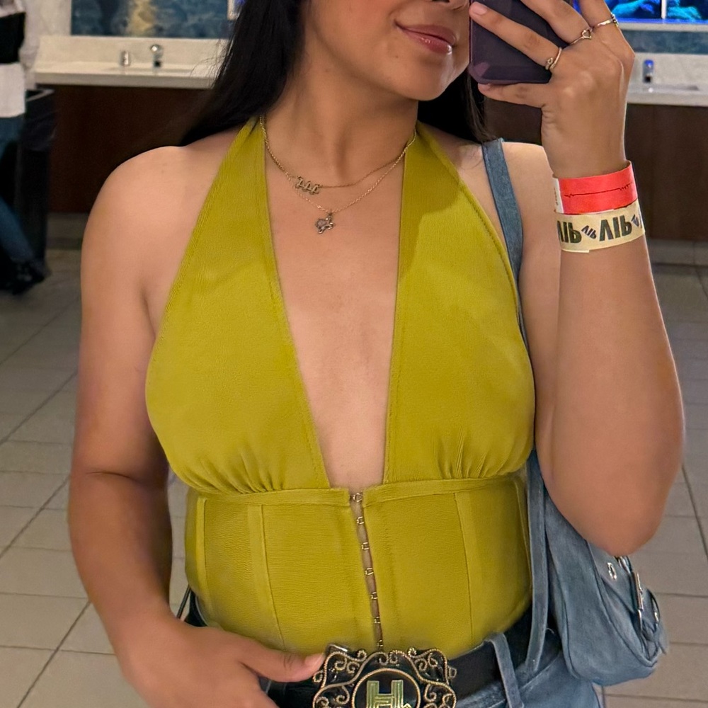 Stylish Halter Top in Olive Green